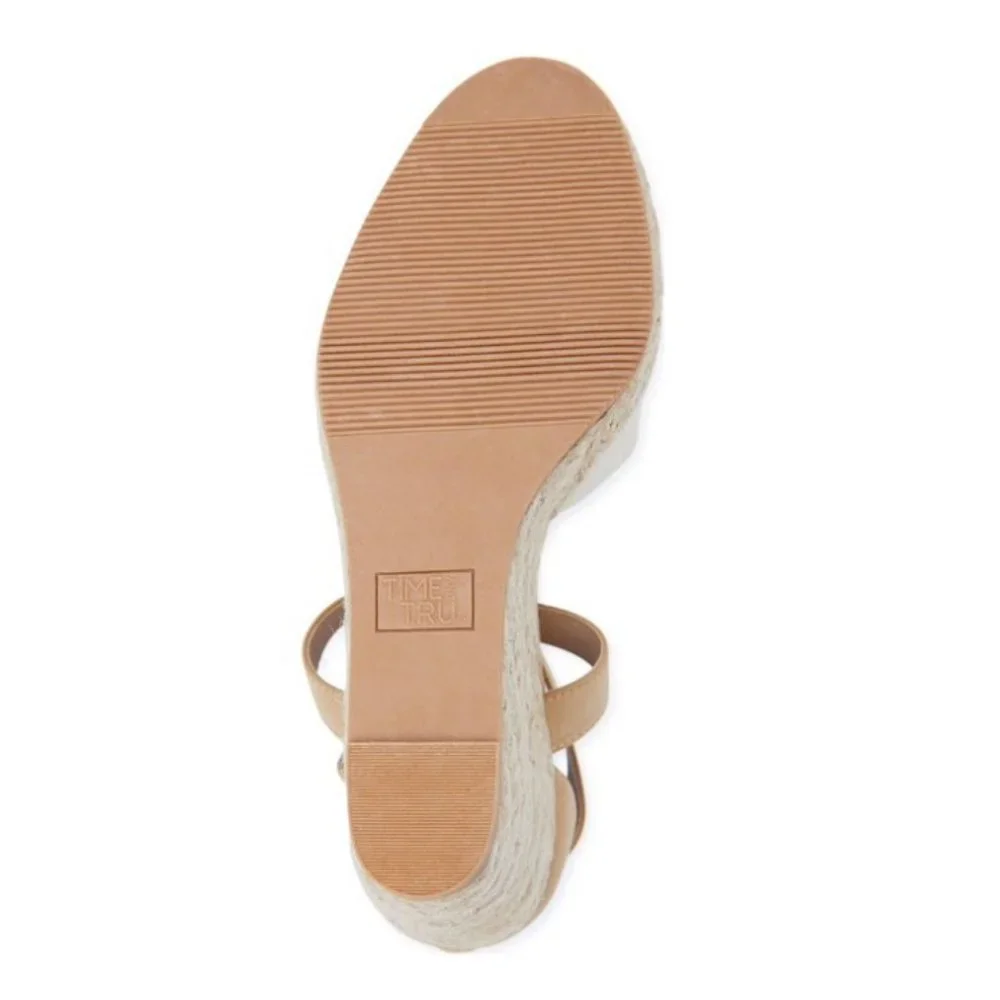 Time and Tru Espadrille Platform Footbed Sandals Natural Size 7 New
